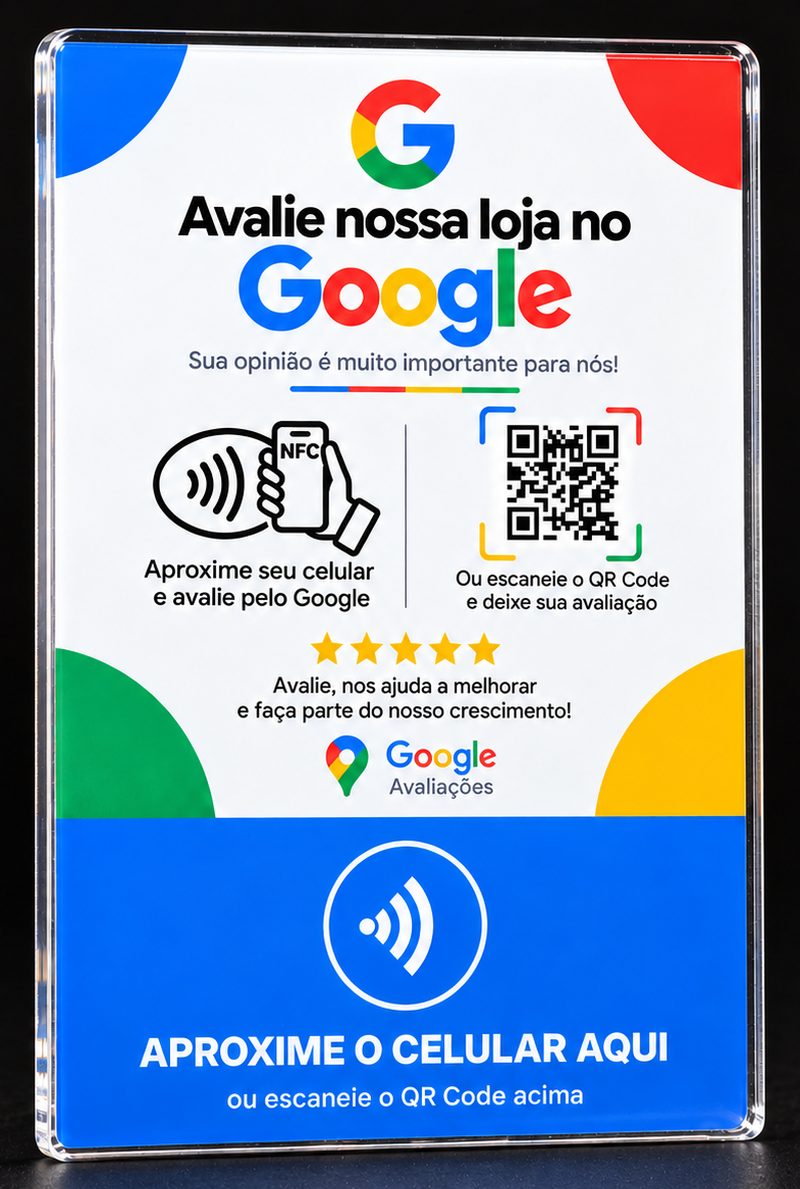 Placa NFC de avaliação do Google branca