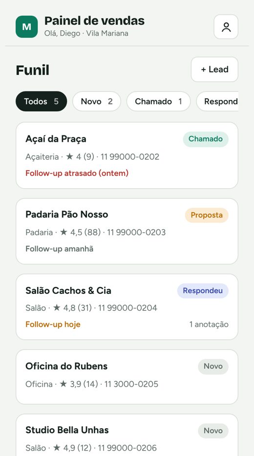 Acompanhe cada comércio até fechar